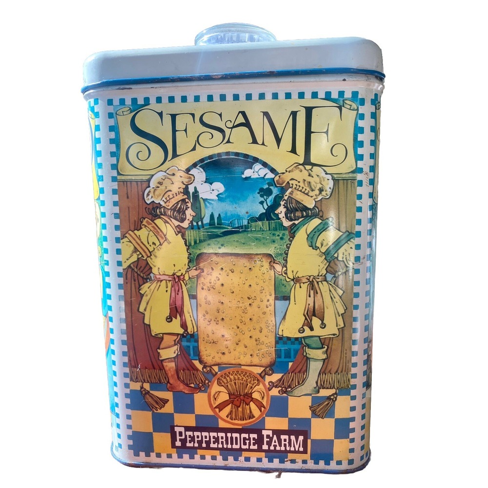 Pepperidge Farm Canister Blue Magic Moisture Lid, Cracker/Cookie Tin Vintage